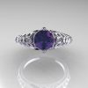 Classic French 18K White Gold 1.0 Carat Alexandrite Diamond Lace Ring R175-18WGDAL-4