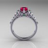 Classic French 10K White Gold 1.0 Carat Ruby Emerald Lace Ring R175-10WGER-2