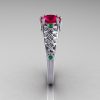 Classic French 10K White Gold 1.0 Carat Ruby Emerald Lace Ring R175-10WGER-3
