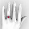 Classic French 10K White Gold 1.0 Carat Ruby Emerald Lace Ring R175-10WGER-5