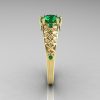 Classic French 14K Yellow Gold 1.0 Carat Emerald Lace Ring R175-14YGEM-3