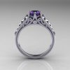 Classic French 18K White Gold 1.0 Carat Alexandrite Diamond Lace Ring R175-18WGDAL-2