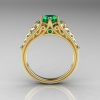Classic French 14K Yellow Gold 1.0 Carat Emerald Lace Ring R175-14YGEM-2