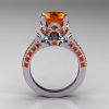 Classic French 10K White Gold 3.0 Carat Orange Sapphire Solitaire Wedding Ring R401-10KWGOS-2