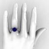 Classic French 14K White Gold 3.0 Carat Blue Sapphire Diamond Solitaire Wedding Ring R401-14KWGDBS-5