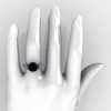 Exclusive 14K White Gold 3.0 Carat Black Diamond Light Pink Sapphire Solitaire Blazer Ring R401-14KWGLPSBD-5