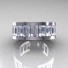 Mens Modern 10K White Gold Simulation Diamond CZ Channel Cluster Infinity Wedding Band R174-10WGSDCZ-2