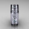 Mens Modern 10K White Gold Simulation Diamond CZ Channel Cluster Infinity Wedding Band R174-10WGSDCZ-3