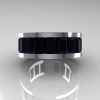 Mens Modern 14K White Gold Black Diamond Channel Cluster Infinity Wedding Band R174-14WGBD-3