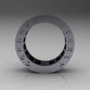 Mens Modern 14K White Gold Black Diamond Channel Cluster Infinity Wedding Band R174-14WGBD-4