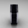 Mens Modern 14K White Gold Black Diamond Channel Cluster Infinity Wedding Band R174-14WGBD-2