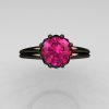 Classic 14K Black Gold Marquise 1.0 Carat Round Pink Sapphire Solitaire Ring R90-14KBGPS-4
