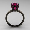 Classic 14K Black Gold Marquise 1.0 Carat Round Pink Sapphire Solitaire Ring R90-14KBGPS-2