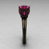 Classic 14K Black Gold Marquise 1.0 Carat Round Pink Sapphire Solitaire Ring R90-14KBGPS-3