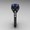 Classic 14K Black Gold 3.0 Carat Russian Chrysoberyl Alexandrite Diamond Solitaire Wedding Ring R301-14KBGDAL-4