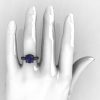 Classic 14K Black Gold 3.0 Carat Russian Chrysoberyl Alexandrite Diamond Solitaire Wedding Ring R301-14KBGDAL-5