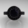 14K Black Gold 1.0 Carat Black Diamond Wedding Ring Engagement Ring R199-14KBGBD-4