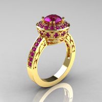 Classic 14K Yellow Gold 1.0 Carat Amethyst Wedding Ring Engagement Ring R199-14KYGAM-1