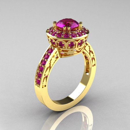 Classic 14K Yellow Gold 1.0 Carat Amethyst Wedding Ring Engagement Ring R199-14KYGAM-1