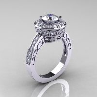 Classic 950 Platinum 1.0 Carat Russian Cubic Zirconia Diamond Wedding Ring Engagement Ring R199-PLATDCZ-1