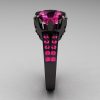 Modern Vintage 14K Black Gold 3.0 CT Pink Sapphire Wedding Ring Engagement Ring R302-BGPS-3