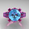 Modern Vintage 14K Pink Gold 3.0 CT Blue Topaz Wedding Ring Engagement Ring R302-PGBT-4