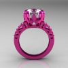 Modern Vintage 14K Pink Gold 3.0 CT White Sapphire Wedding Ring Engagement Ring R302-PGWS-2