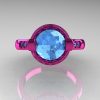 Modern Italian 14K Pink Gold 1.5 CT Blue Topaz Wedding Ring Engagement Ring AR119-14KPGBT-4