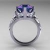French Vintage 14K White Gold 3.0 CT Russian Alexandrite Diamond Bridal Solitaire Ring Y306-14KWGDAL-2