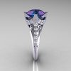 French Vintage 14K White Gold 3.0 CT Russian Alexandrite Diamond Bridal Solitaire Ring Y306-14KWGDAL-3