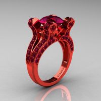 Eve - French Vintage 14K Red Gold 3.0 CT Raspberry Red Garnet Pisces Wedding Ring Engagement Ring Y228-14KREGRRG-1