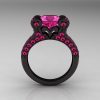 French Vintage 14K Black Gold 3.0 CT Pink Sapphire Pisces Wedding Ring Engagement Ring Y228-14KBGPS-2