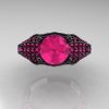 Aztec Edwardian 14K Black Gold 1.0 CT Pink Sapphire Engagement Ring R001-14KBGPS-4