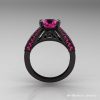 Aztec Edwardian 14K Black Gold 1.0 CT Pink Sapphire Engagement Ring R001-14KBGPS-2
