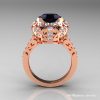 Modern Edwardian 14K Rose Gold 3.0 Carat Black and White Diamond Engagement Ring Wedding Ring Y404-14KRGDBD-2