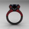 Athena – French Vintage 14K Black Gold 3.0 CT Black Diamond Rubies Pisces Wedding Ring Engagement Ring Y228-14KBGRBD-2