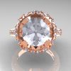Modern Edwardian 14K Rose Gold 3.0 Carat White Sapphire Diamond Engagement Ring Wedding Ring Y404-14KRGDWS-3