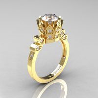 Classic Armenian 14K Yellow Gold 1.0 CZ Diamond Bridal Solitaire Ring R405-14KYGDRCZ-1