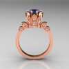 Classic Armenian 14K Rose Gold 1.0 Alexandrite Diamond Bridal Solitaire Ring R405-14KRGDAL-2
