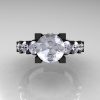 Modern Vintage 14K Black Gold 3.0 Carat White Sapphire Designer Wedding Ring R142-14KBGWS-3
