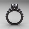 Modern Vintage 14K Black Gold 3.0 Carat White Sapphire Designer Wedding Ring R142-14KBGWS-2