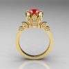 Classic Armenian 14K Yellow Gold 1.0 Rubies Diamond Bridal Solitaire Ring R405-14KYGDR-2