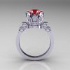 Classic Armenian 14K White Gold 1.0 Rubies Diamond Bridal Solitaire Ring R405-14KWGDR-2