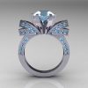 French 14K White Gold 3.0 CT Aquamarine Engagement Ring Wedding Ring R382-14KWGAQ-2