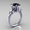 French Antique 14K White Gold 3.0 CT Black Moissanite Diamond Solitaire Wedding Ring Y235-14KWGDBO-2