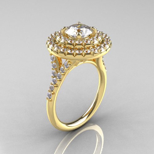 Classic Soleste 14K Yellow Gold 1.0 Ct Russian CZ Diamond Ring R236-14YGDCZ-1