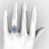 Classic Soleste 14K White Gold 1.0 Ct Blue Topaz Diamond Ring R236-14KWGDBT-5