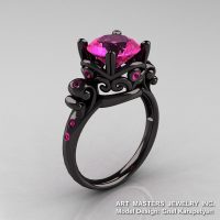 Modern Vintage 14K Black Gold 3.0 Ct Pink Sapphire Ring R167-14KBGPS-1