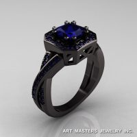American Classic 14K Black Gold 1.23 CT Princess Blue Sapphire Engagement Ring R189P-14KBGBS-1