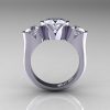 Nature Classic 10K White Gold 2.0 Ct Heart White Sapphire Three Stone Floral Engagement Ring Wedding Ring R434-10KWGWS-2